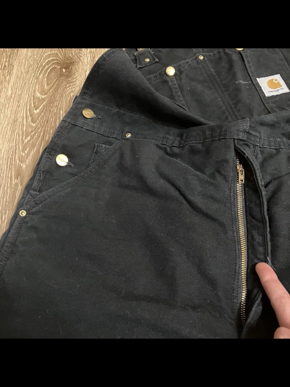 Carhartt R03 BLK Bib Overalls Men's 36x32 Black Insulated Duck Canvas Workwear - Picture 4 of 15